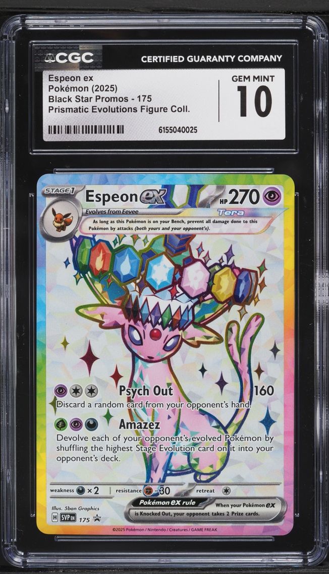 2025 #175 Espeon ex CGC 10 Pokemon Scarlet & Violet Promo Prismatic Evolutions Figure Full Art