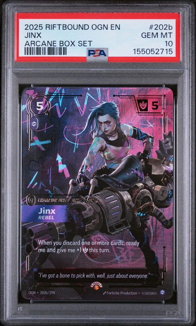 2025 #202b Jinx - Rebel PSA 10 Riftbound: League of Legends Ogn-Origins