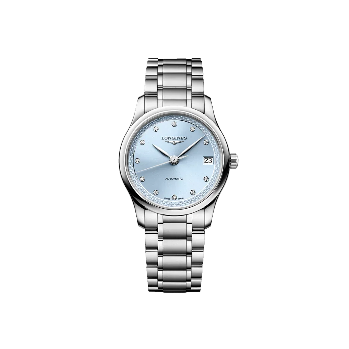 Longines Master 34mm - Frosted Blue, Diamond-Set on Bracelet