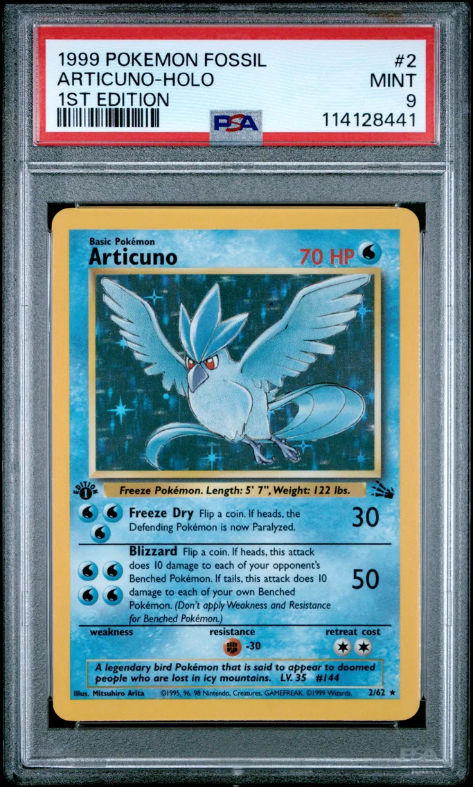 1999 #2 Articuno-Holo 1st Edition PSA 9 Fossil