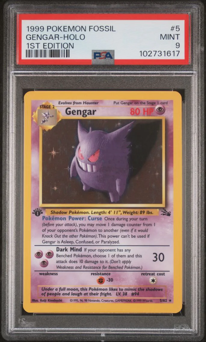 1999 #5 GENGAR-HOLO PSA 9 POKEMON FOSSIL | 1ST EDITION