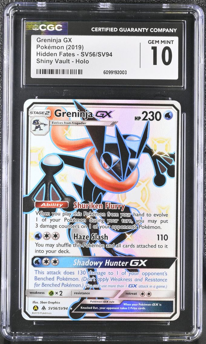 2019 #SV56/SV94 Greninja GX CGC 10 Hidden Fates - English