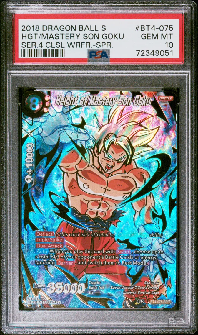 2018 #BT4-075 Height of Mastery Son Goku PSA 10 Dragon Ball Super Card Game Series 4 Colossal Warfare