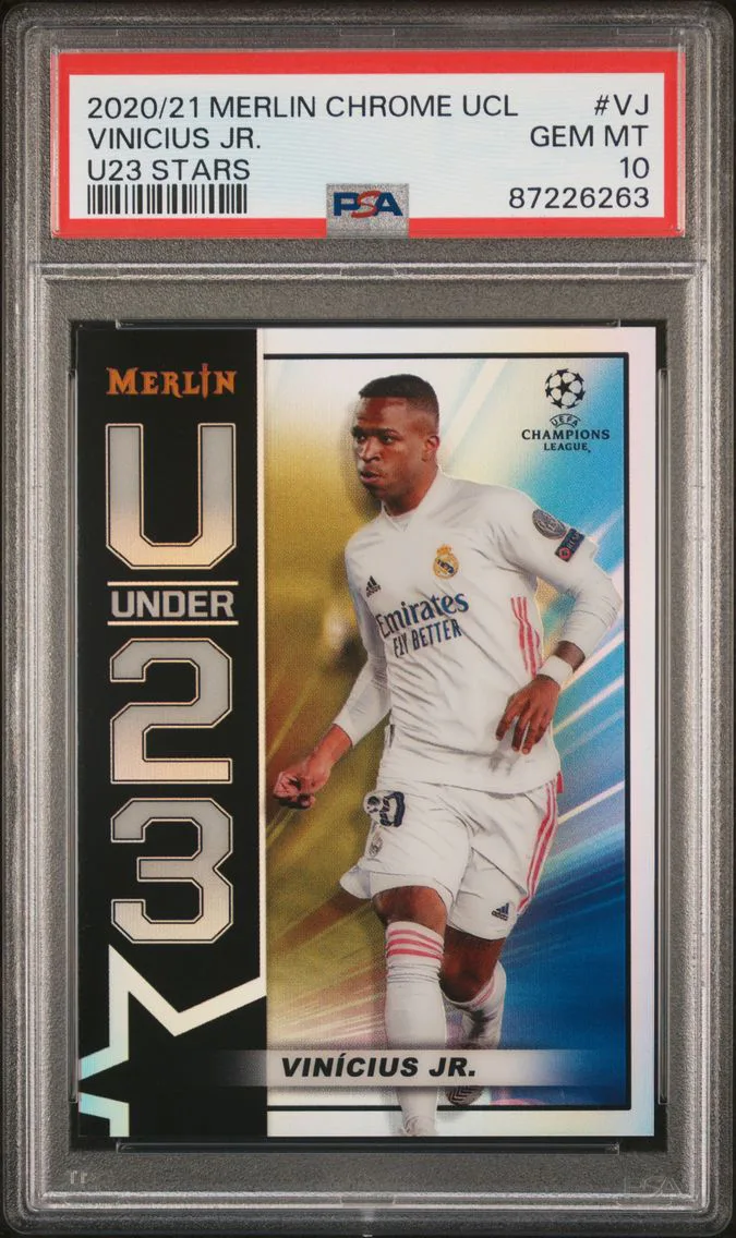 2020 #VJ Vinicius Jr. PSA 10 Topps Merlin Chrome UEFA Champions League U23 Stars