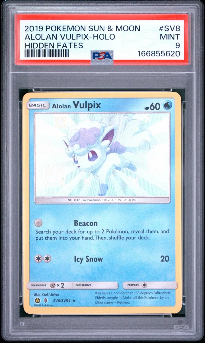 2019 Pokemon Sun & Moon Hidden Fates Alolan Vulpix-Holo Sun & Moon Hidden Fates #SV8 PSA 9