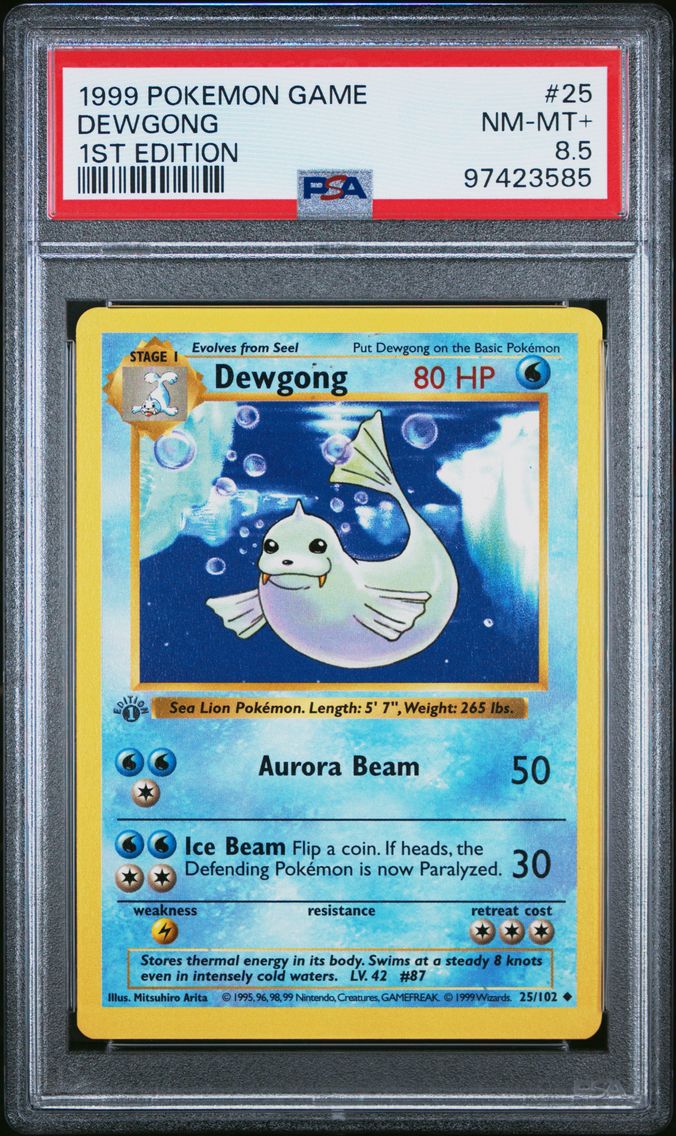 1999 #25 Dewgong 1st Edition PSA 8.5 Game Pokemon