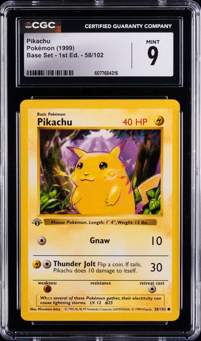 1999 #58 Pikachu CGC 9 Game Pokemon