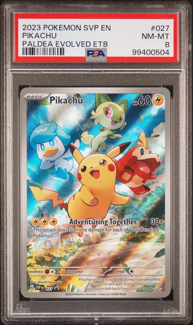 2023 #027 PIKACHU PSA 8 POKEMON SVP EN-SV BLACK STAR PROMO | PALDEA EVOLVED ELITE TRAINER BOX