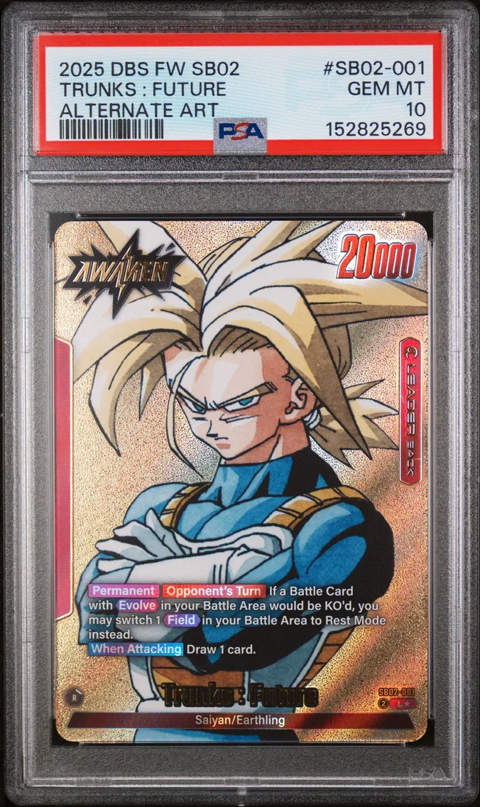 2025 #SB02-001 Trunks : Future PSA 10 Dragon Ball Super Card Game Fusion World Manga Booster 02