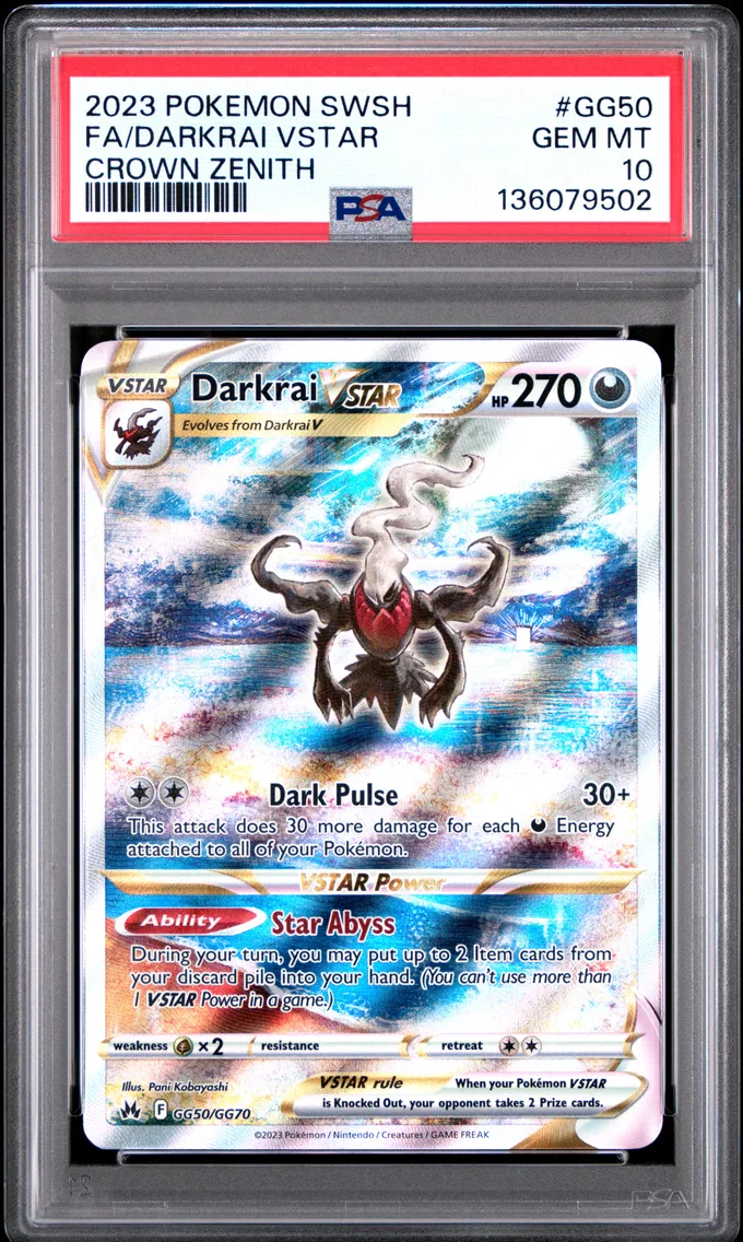2023 #GG50 Full Art/Darkrai Vstar PSA 10 Sword and Shield Crown Zenith