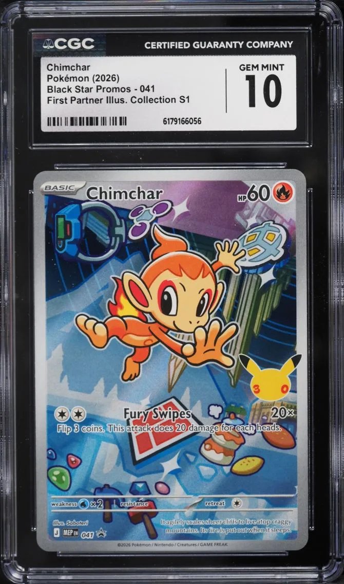 2026 Pokemon Mega Evolution Promo First Partner Illustration S1 Full Art Chimchar #41 CGC 10