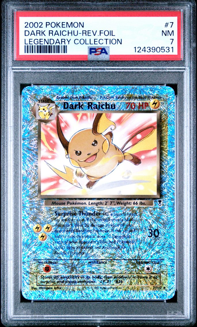 2002 #7 Dark Raichu-Reverse Foil PSA 7 Legendary Collection Pokemon