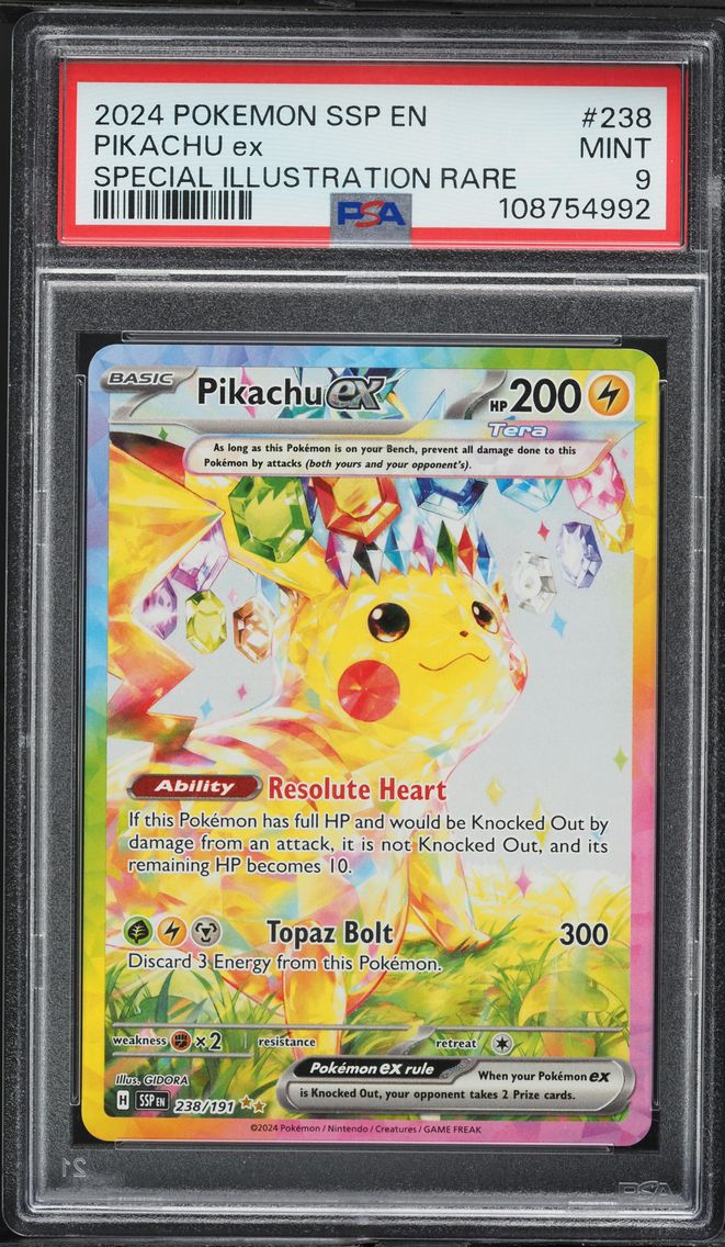 2024 #238 Pikachu EX PSA 9 Ssp EN-Surging Sparks Pokemon