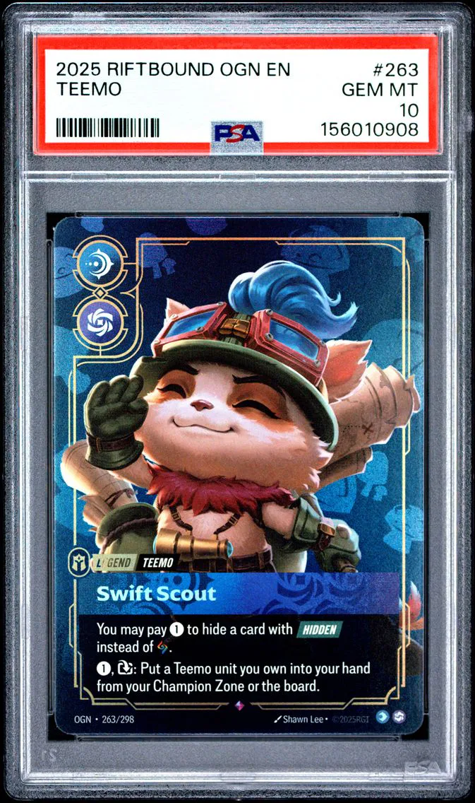 2025 #263 Teemo - Swift Scout PSA 10 Riftbound: League of Legends Ogn-Origins