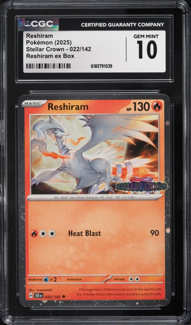 2025 #22 Reshiram CGC 10 Pokemon Scarlet & Violet Promo Stellar Crown