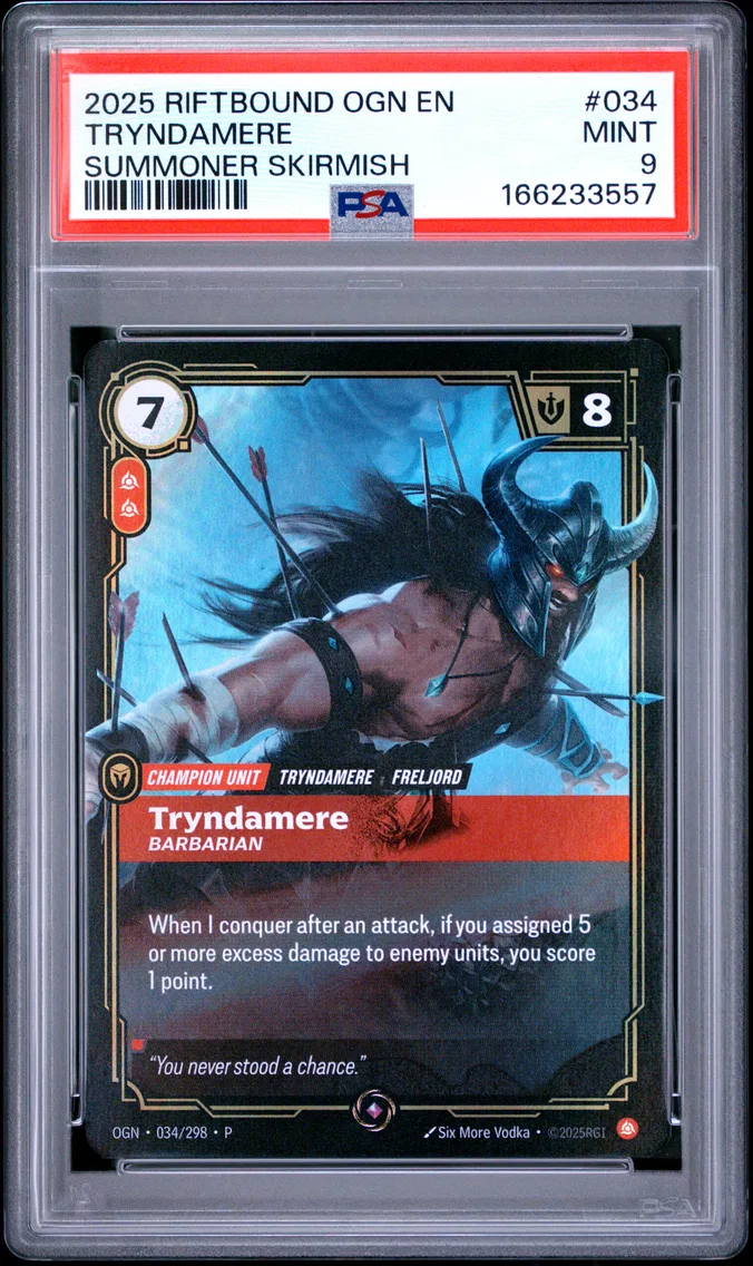 2025 #034 Tryndamere - Barbarian PSA 9 Riftbound: League of Legends Ogn-Origins