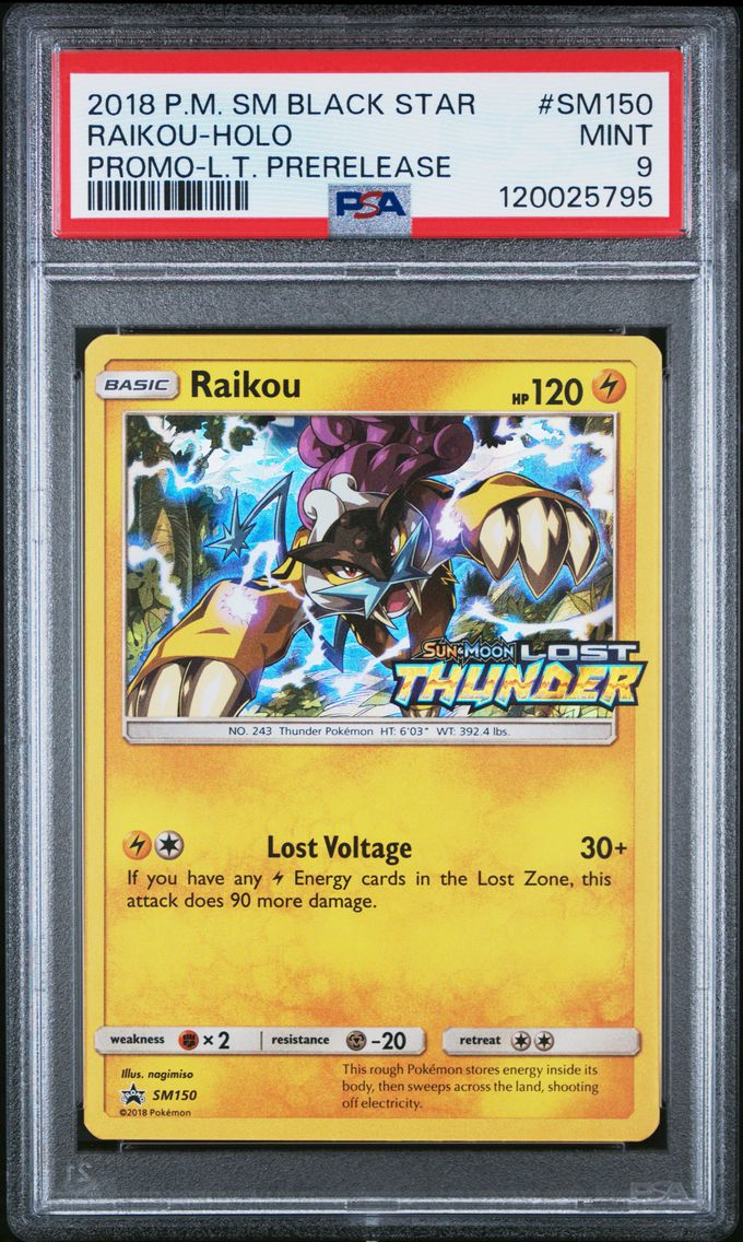 2018 #SM150 Raikou-Holo PSA 9 SM Black Star Promo Pokemon