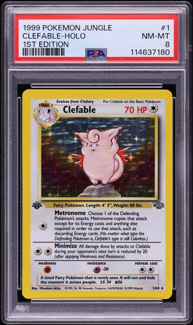 1999 #1 Clefable PSA 8 Pokemon Jungle 1st Edition Holo
