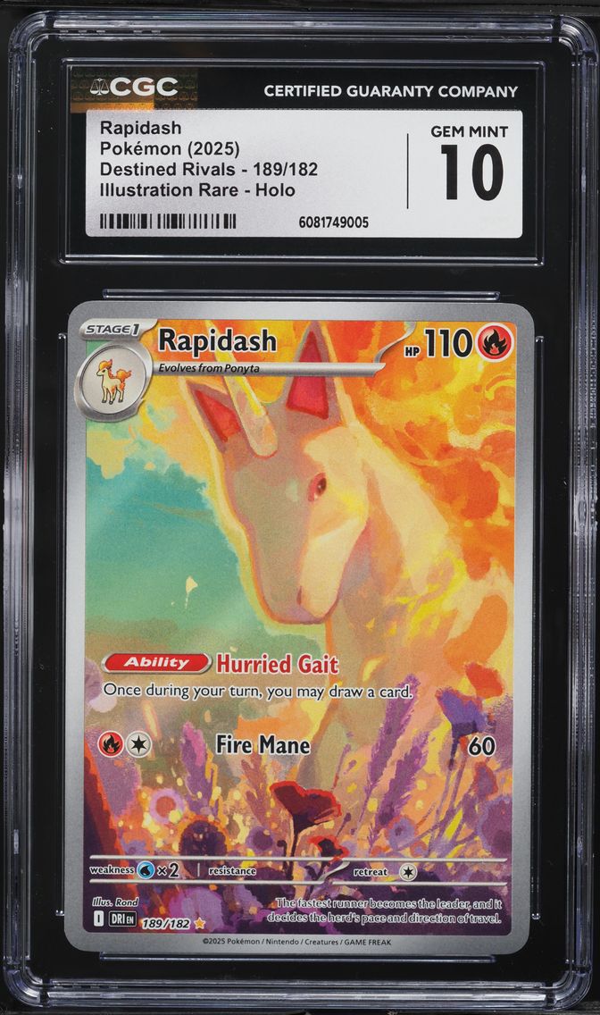 2025 #189 Rapidash CGC 10 Dri EN-Destined Rivals Pokemon