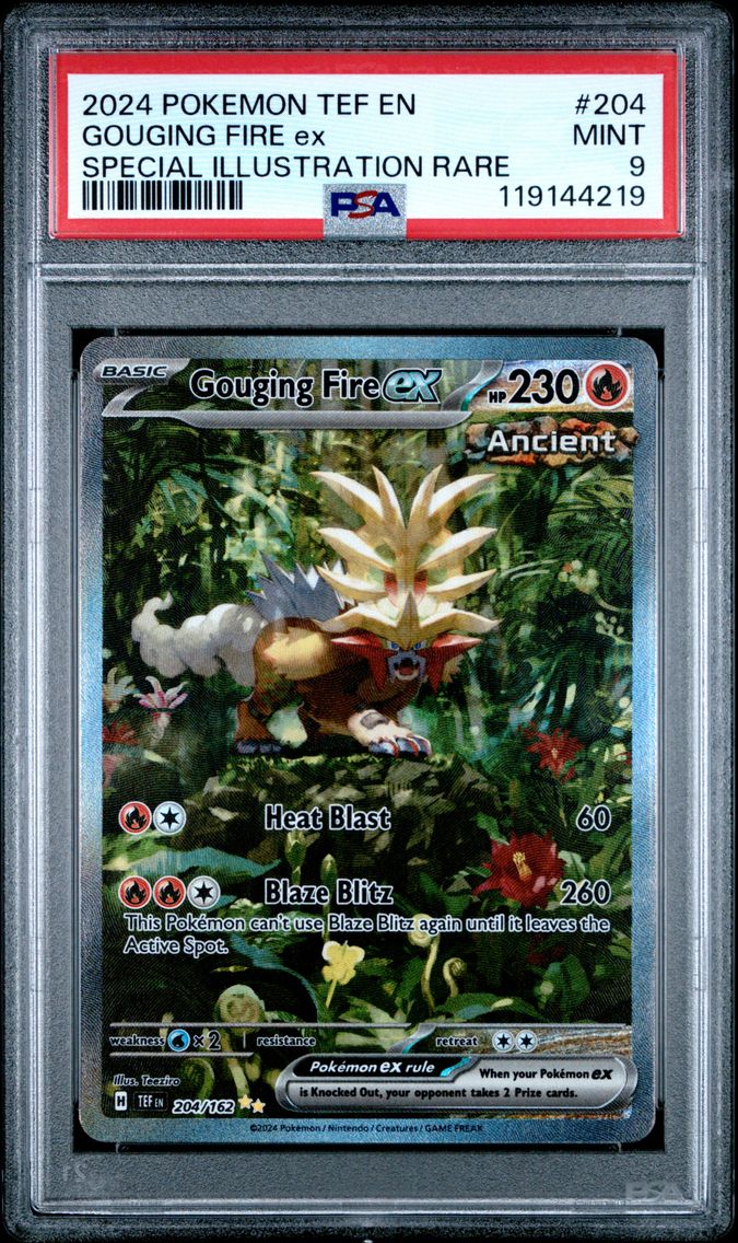 2024 #204 Gouging Fire EX PSA 9 Tef EN-Temporal Forces Pokemon