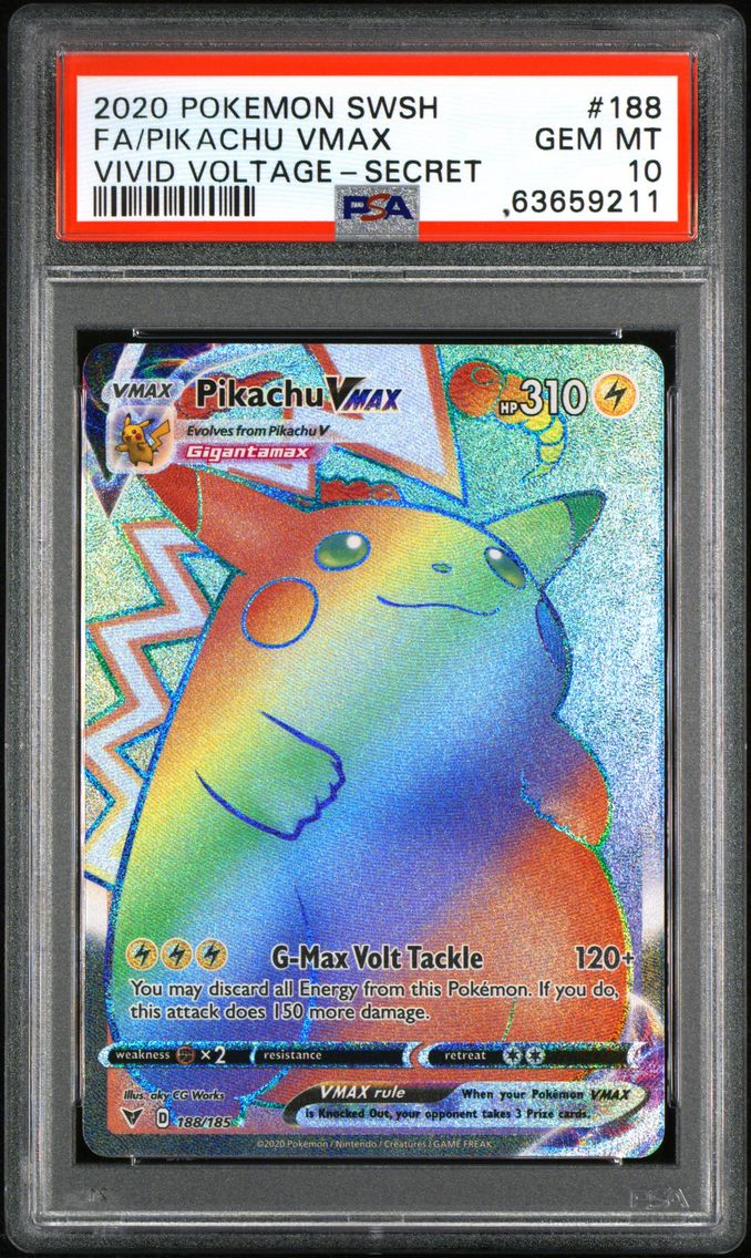 2020 #188 Full Art/Pikachu Vmax PSA 10 Sword & Shield Vivid Voltage Pokemon