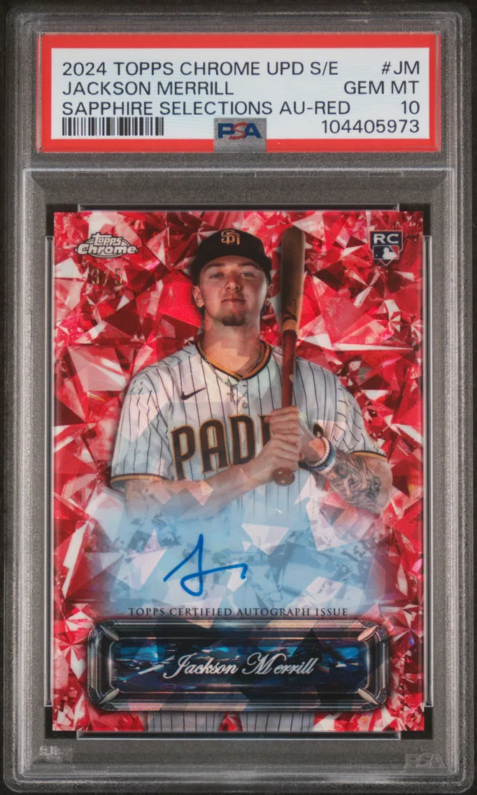2024 #JM Jackson Merrill PSA 10 Topps Chrome Sapphire Update Series Sapphire Selections Autographs