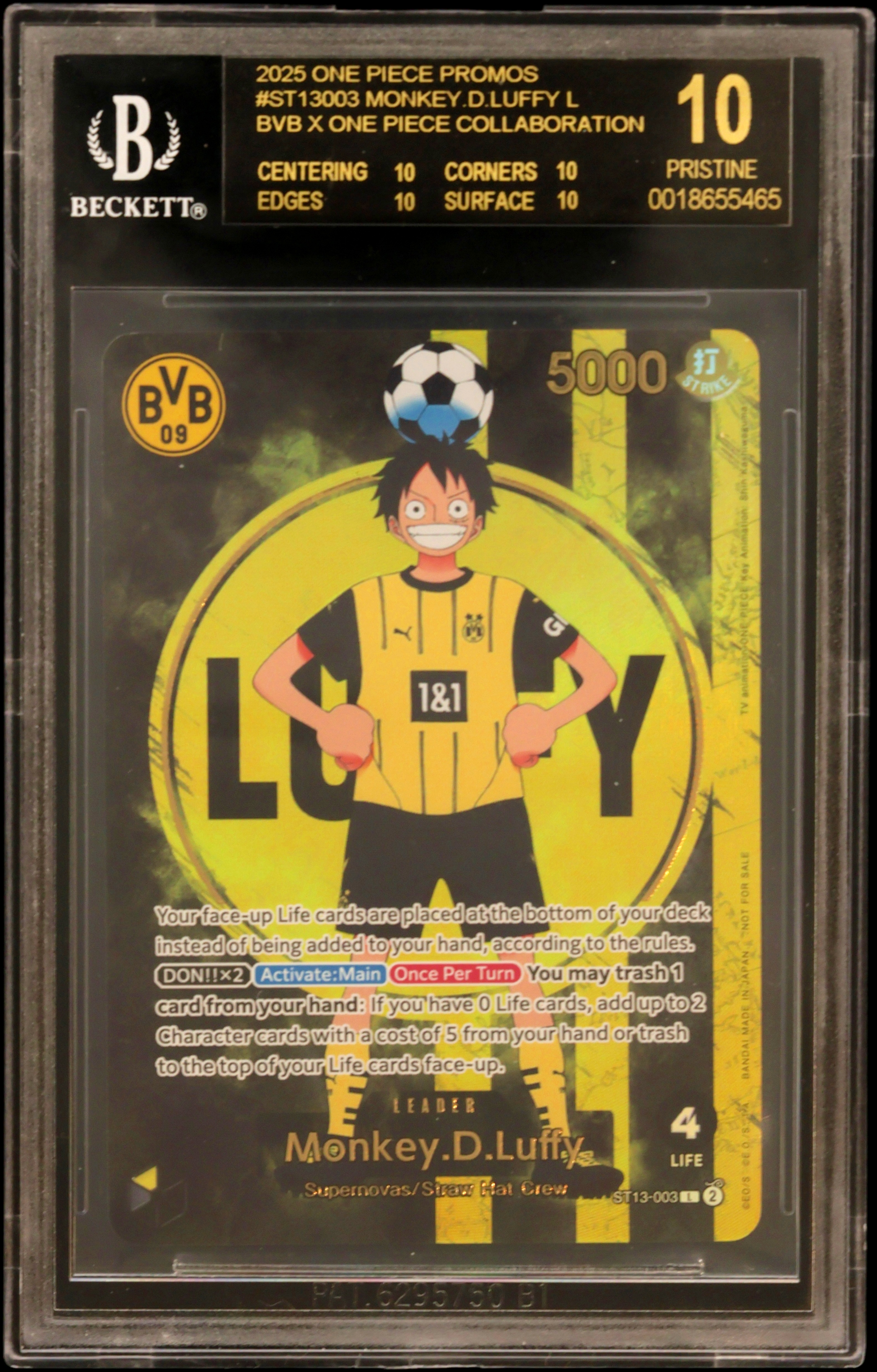 2025 #ST13003 Monkey.D.Luffy L/(BVB x ONE PIECE Collaboration) BGS 10 One Piece Card Game Promos