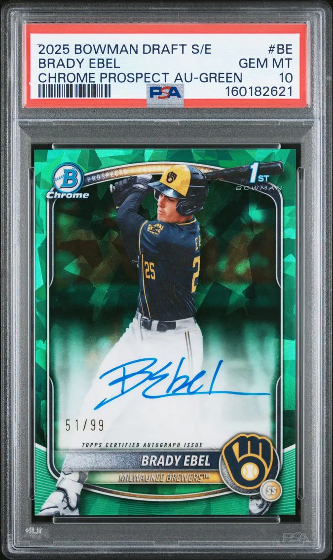 2025 #BE Brady Ebel PSA 10 Bowman Draft Sapphire Edition Chrome Prospect Autographs