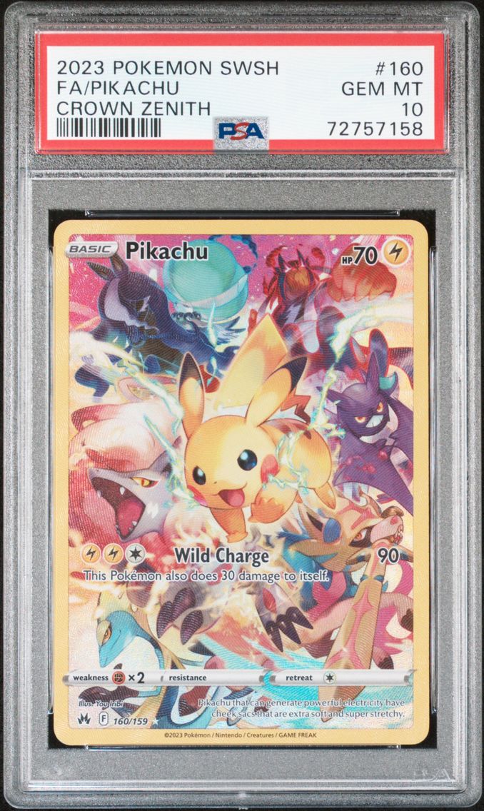 2023 #160 Full Art/Pikachu PSA 10 Sword and Shield Crown Zenith