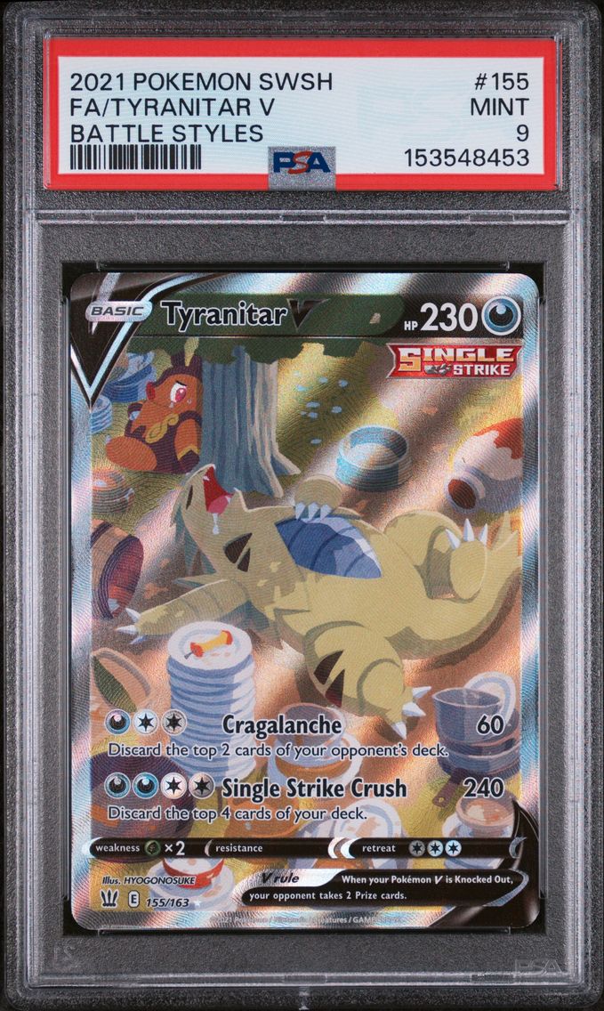 2021 #155 Full Art/Tyranitar V PSA 9 Sword & Shield Battle Styles