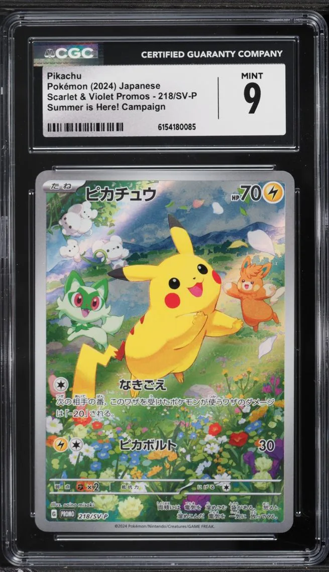 2024 Scarlet & Violet Promos - Japanese Pokemon Japanese Scarlet & Violet Promo Summer Is Here! Full Art Pikachu #218/SV-P CGC 9