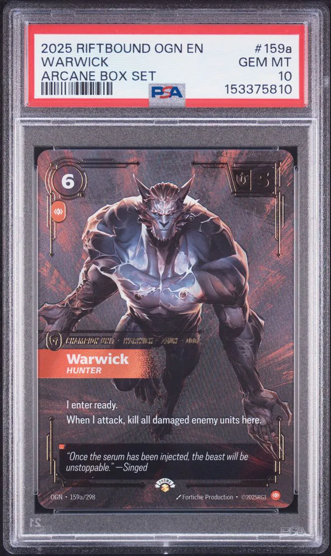 2025 #159a Warwick - Hunter PSA 10 Riftbound: League of Legends Ogn-Origins