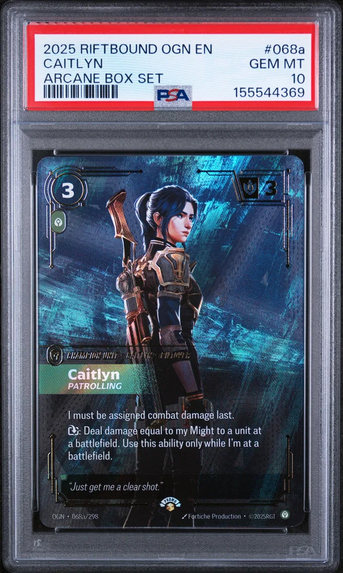 2025 #068a Caitlyn - Patrolling PSA 10 Riftbound: League of Legends Ogn-Origins