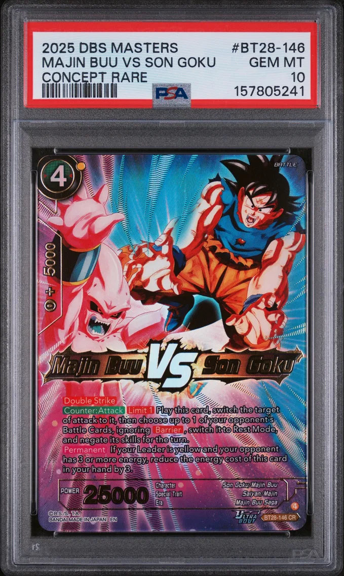2025 #BT28-146 Majin Buu VS Son Goku PSA 10 Dragon Ball Super Card Game Masters Series 28 Prismatic Clash