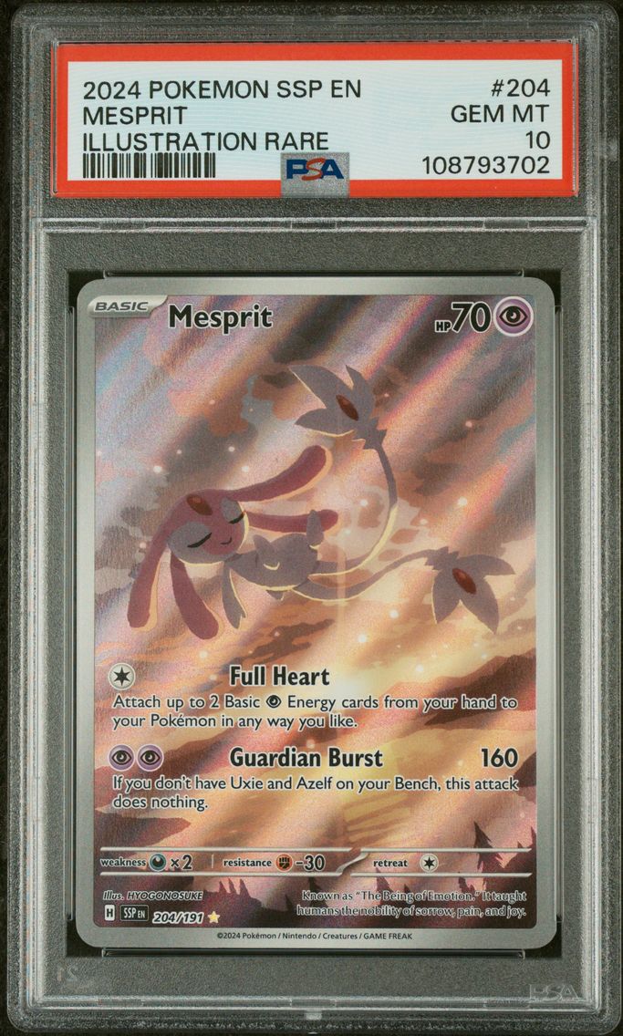 2024 #204 Mesprit PSA 10 Ssp EN-Surging Sparks Pokemon