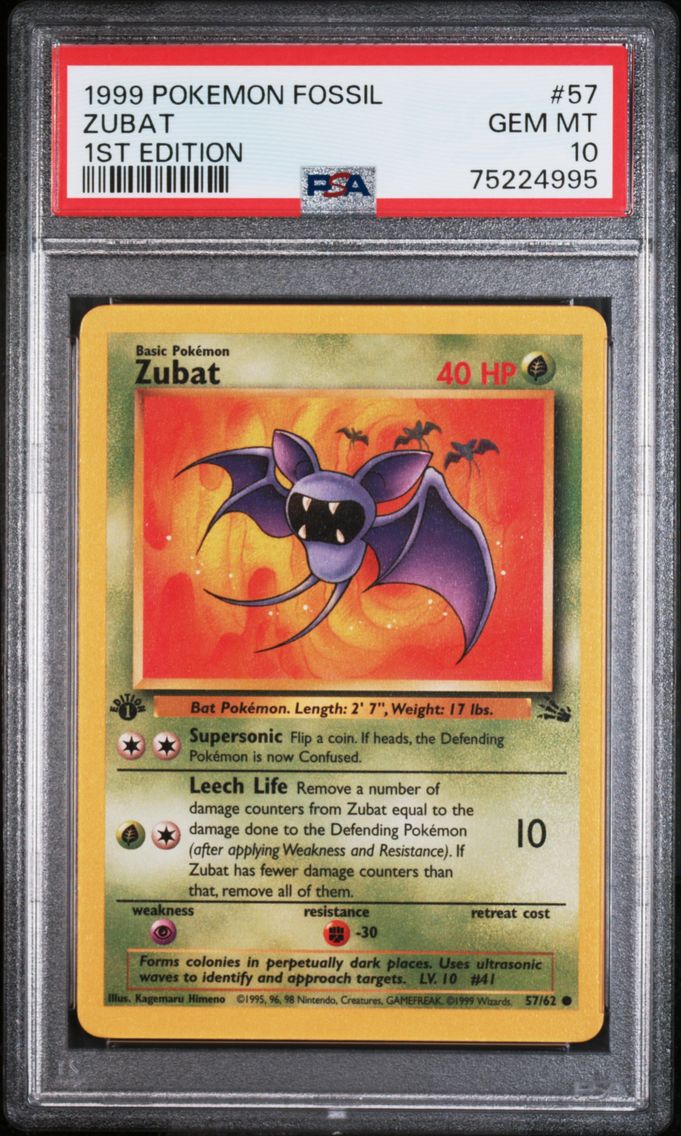 1999 #57 ZUBAT PSA 10 POKEMON FOSSIL | 1ST EDITION