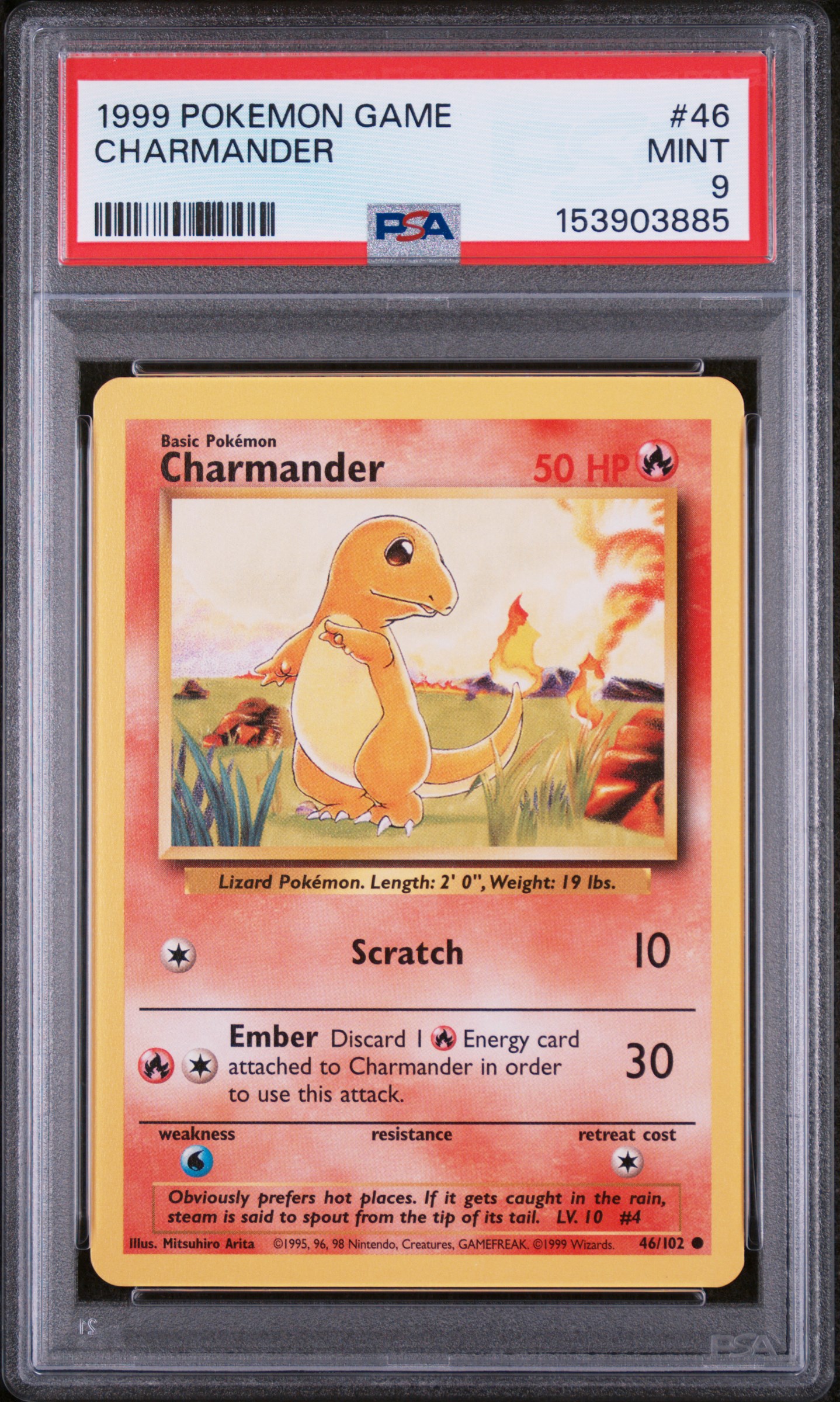 1999 #46 Charmander PSA 9 Game