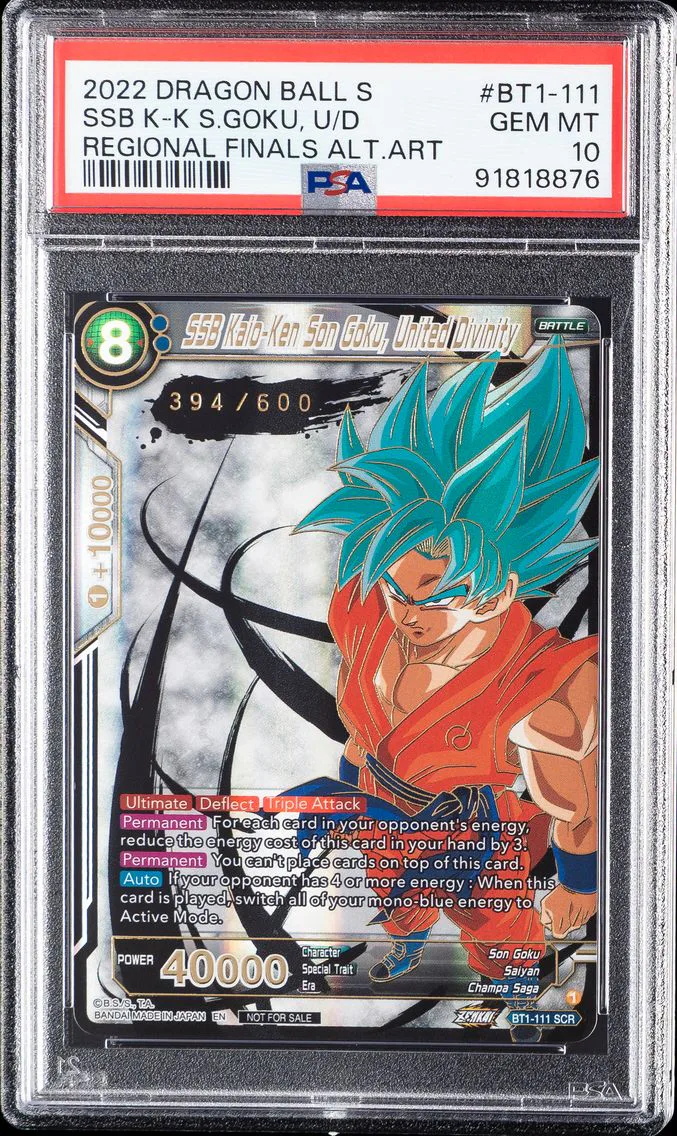 2022 #BT1-111 SSB Kaio-Ken Son Goku, United Divinity PSA 10 Dragon Ball Super Card Game Series 18 Dawn of the Z-Legends Pokemon