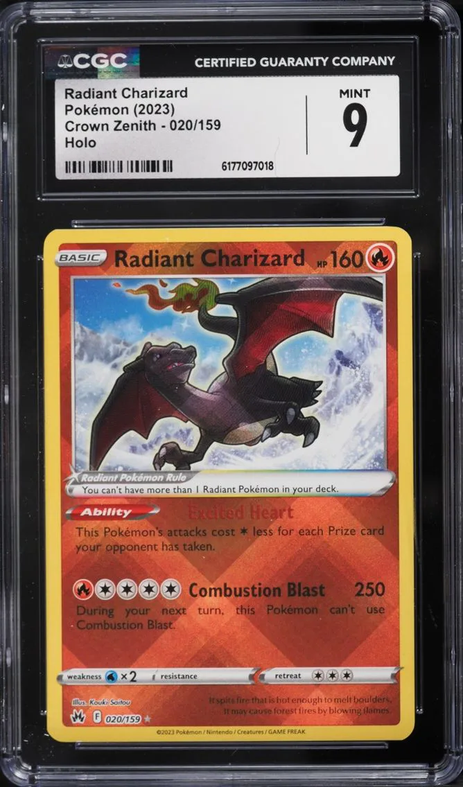 2023 #20 Radiant Charizard CGC 9 Pokemon Sword & Shield Crown Zenith Holo