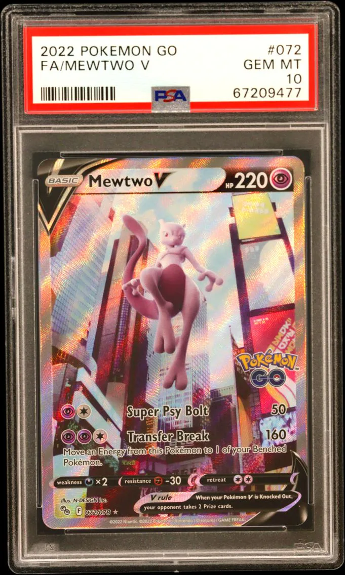 2022 #072 Full Art/Mewtwo V PSA 10 Go