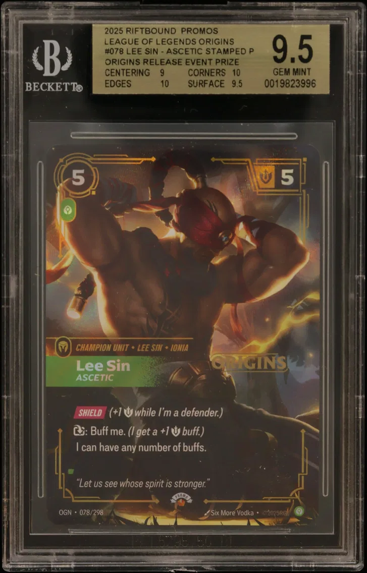 2025 #078 Lee Sin - Ascetic STAMP P/(Origins Release Event Prize Pack) BGS 9.5 Riftbound: League of Legends TCG Origins Promos