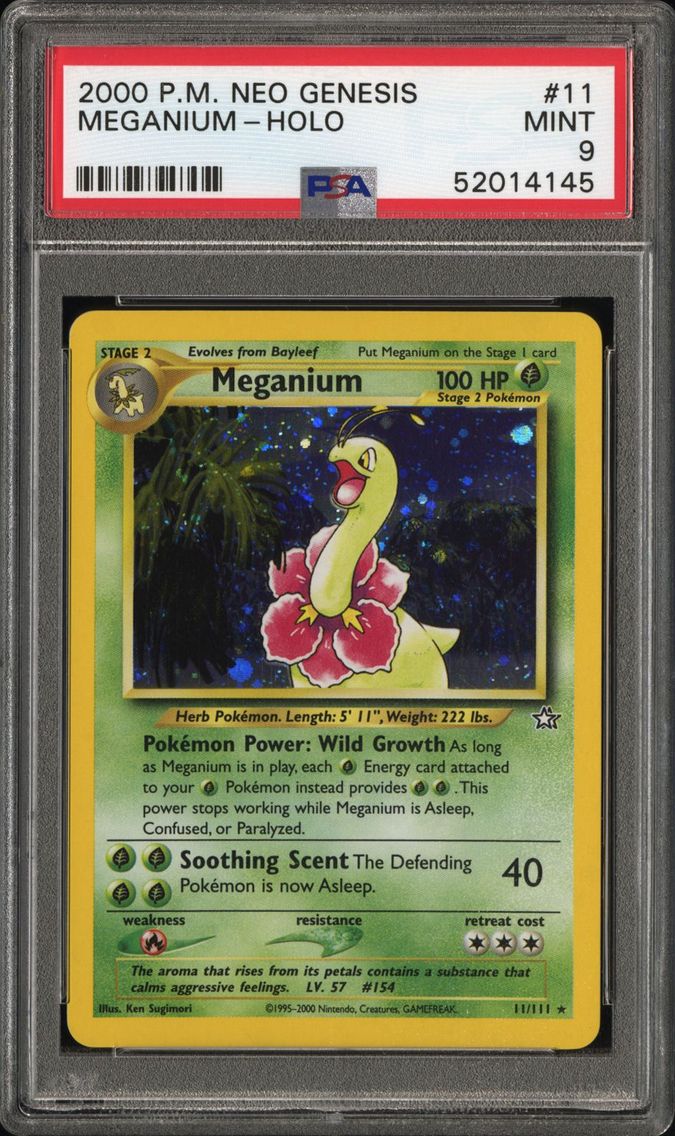2000 #11 Meganium-Holo PSA 9 Base Pokemon Neo Genesis Pokemon