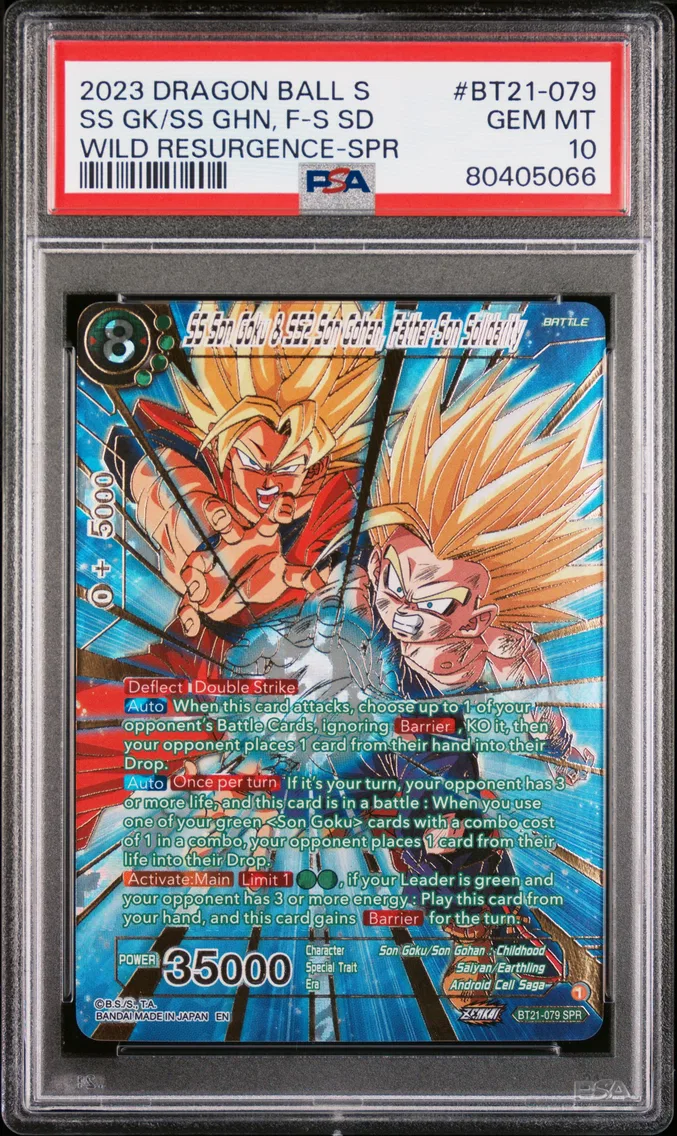 2023 #BT21-079 SS Son Goku & SS2 Son Gohan, Father-Son Solidarity PSA 10 Dragon Ball Super Card Game Series 21 Wild Resurgence