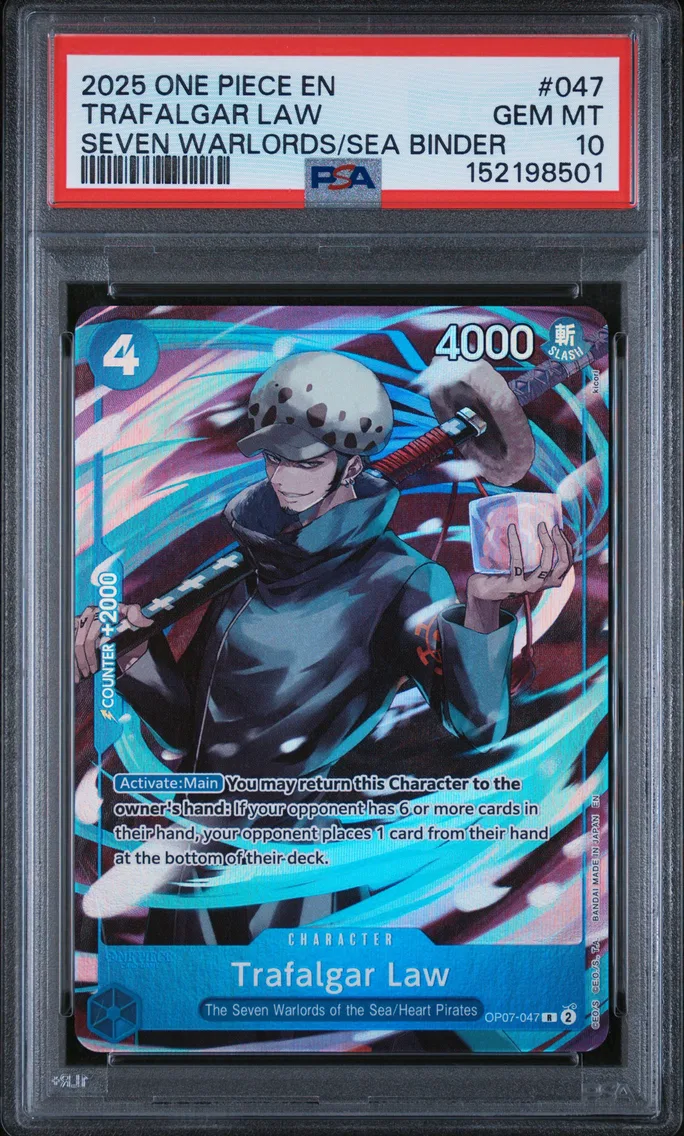 2025 #047 Trafalgar Law PSA 10 One Piece Seven Warlords of the Sea Binder Set