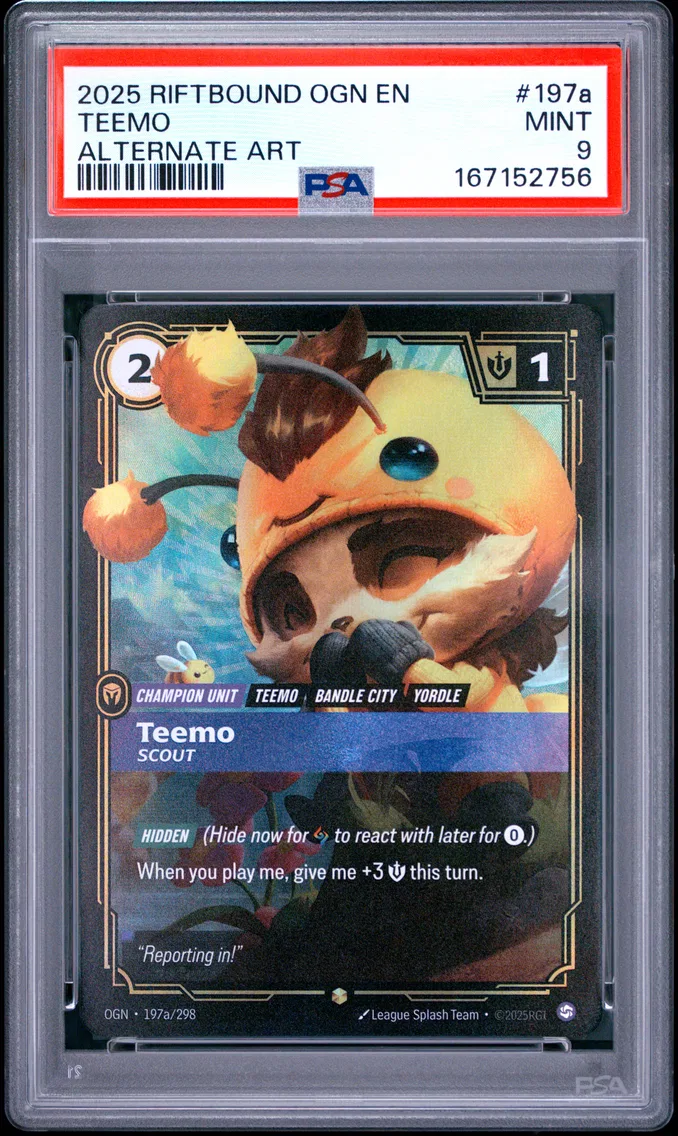 2025 #197a Teemo - Scout PSA 9 Riftbound: League of Legends Ogn-Origins