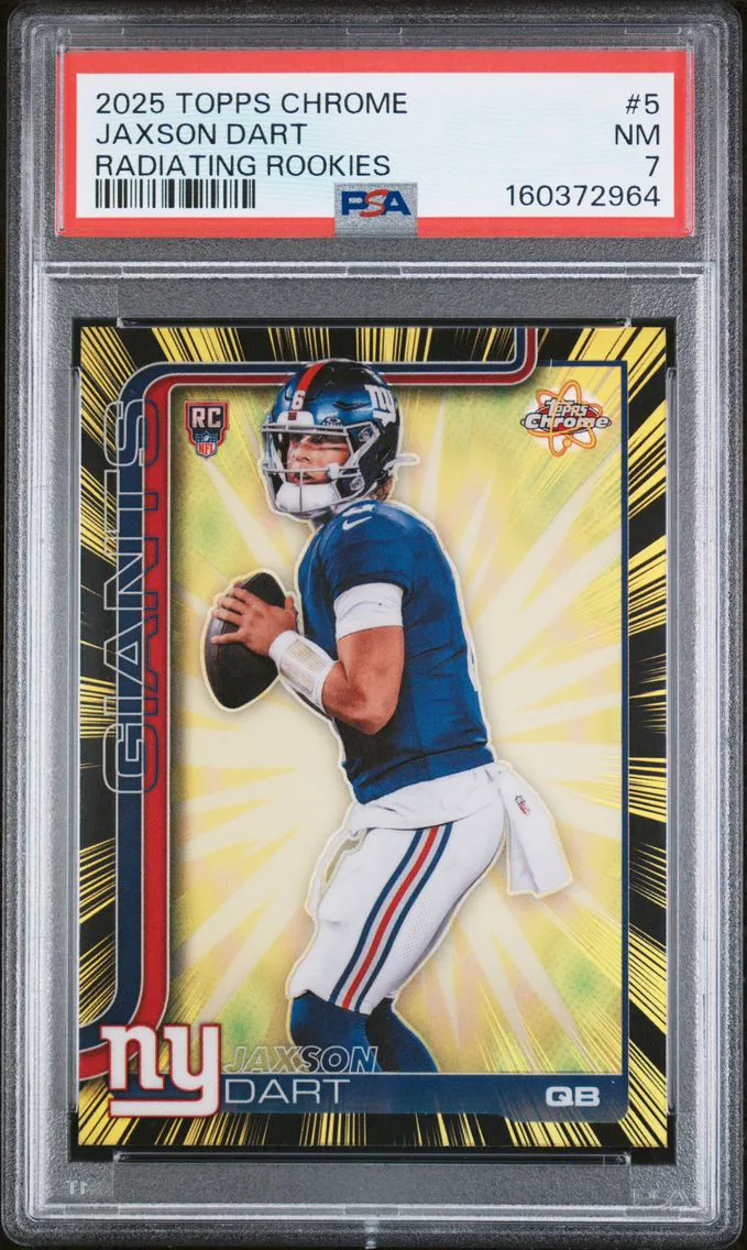 2025 #5 Jaxson Dart PSA 7 Topps Chrome Radiating Rookies
