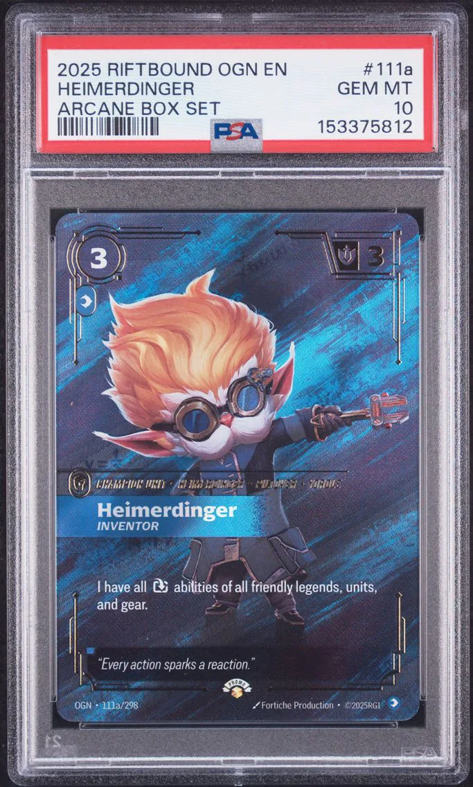 2025 #111a Heimerdinger - Inventor PSA 10 Riftbound: League of Legends Ogn-Origins
