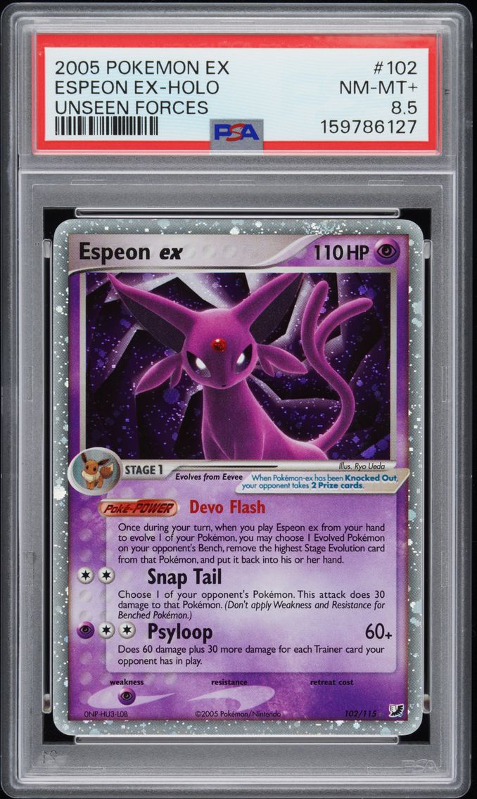 2005 #102 Espeon EX-Holo PSA 8.5