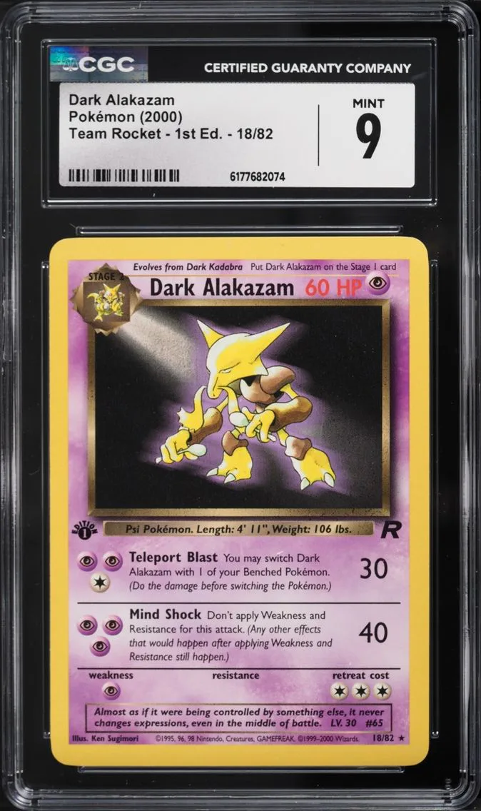 2000 Pokemon Team Rocket 1st Edition Dark Alakazam #18 CGC 9 MINT