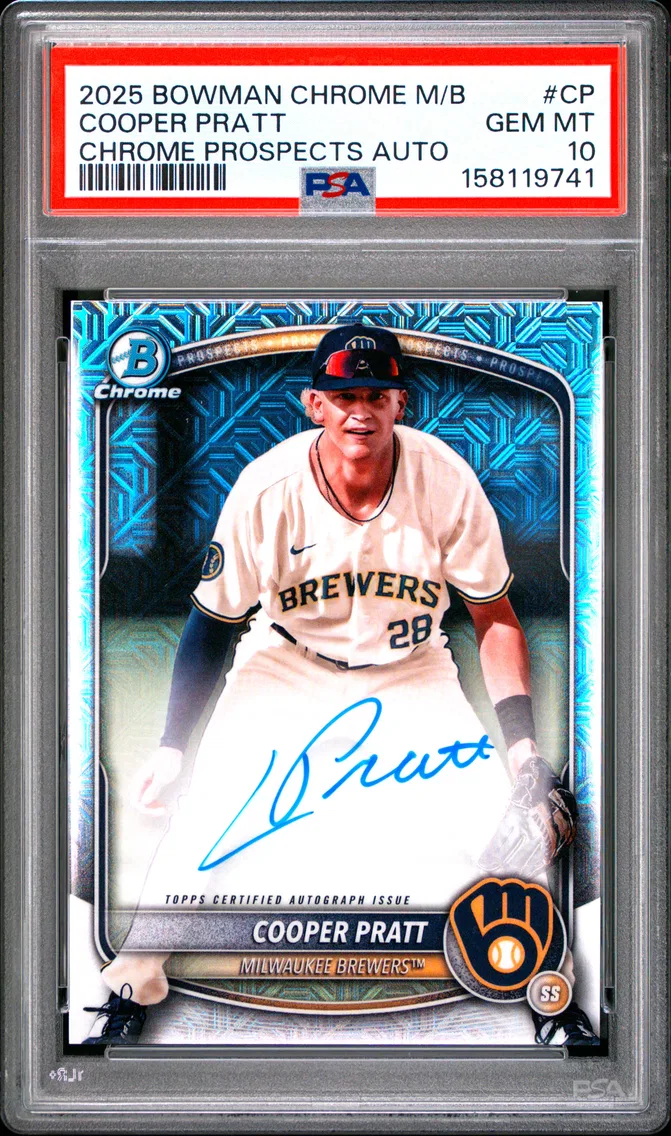 2025 #CP COOPER PRATT PSA 10 Bowman Chrome Mega Box Chrome Prospects Autographs